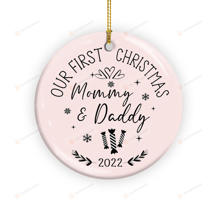New Family Christmas Ornament, Our First Christmas Ornament, Custom Name New House Ornament