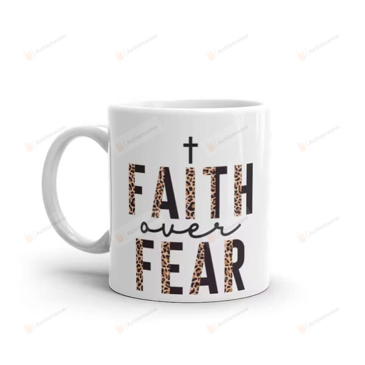 Christian Mug, Faith Over Fear Coffee Mug, Christmas Gift Bible Inspiration Mug Gift For Wife, Husband Mugs For Pastor, Jesus Mug, Religious Mug, Christian Coffee Mug, Faith Mugs