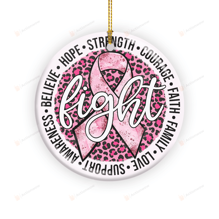 Fight Breast Cancer Ornament, Pink Ribbon Leopard Ornament, Breast Cancer Fighter Ornament, Cancer Awareness Gifts