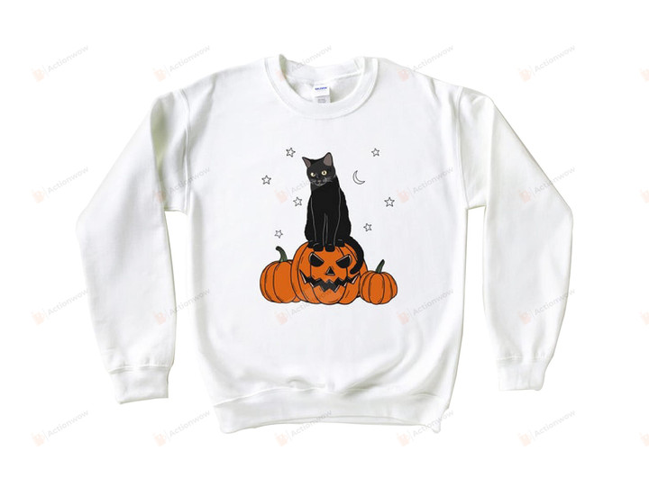 Black Cat On Pumpkin Halloween Sweatshirt