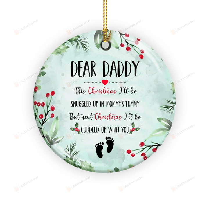 Dear Daddy Christmas Ornament, Pregnancy Announcement, Christmas Ornament For Dad, New Baby Ornament, Pregnancy Reveal, Xmas Gifts For Dad