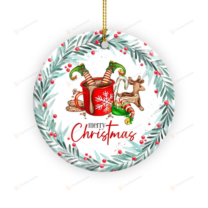 Elf Coffee Cup Ornament, Merry Christmas Ornament, Gifts For Coffee Lovers, Christmas Gifts For Women Men
