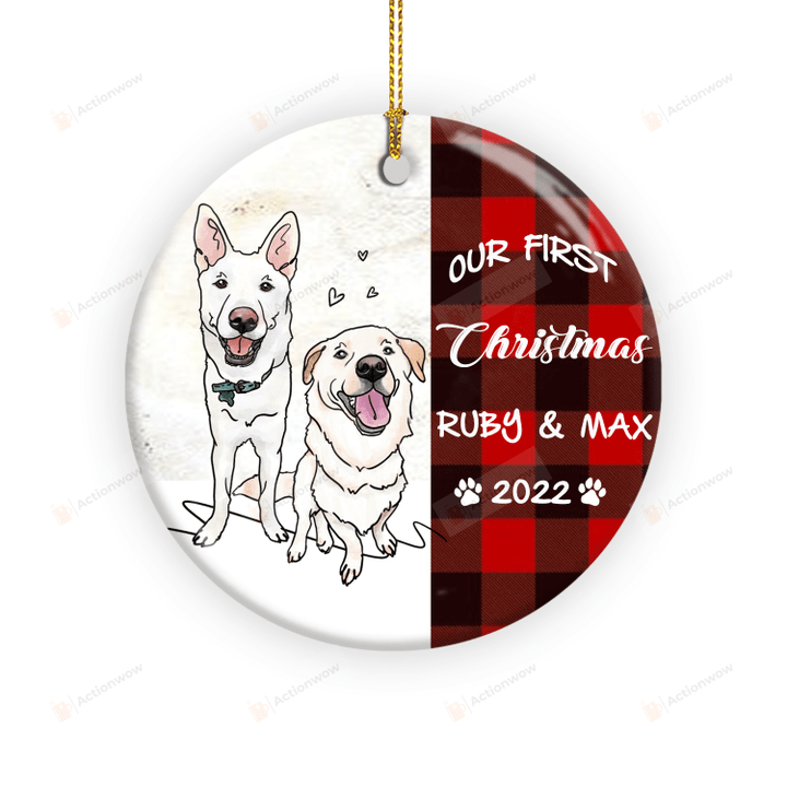 Personalized Dog Watercolor Portrait Ornament, New Puppy Gift, Pet Christmas Gift, My First Christmas Dog, Puppy 1st Christmas, Christmas Gifts