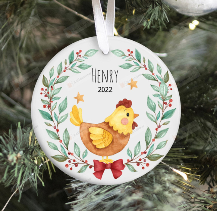 Personalized Chicken Christmas Ornament, Chicken Lovers Gift Ornament, Christmas Gift Ornament