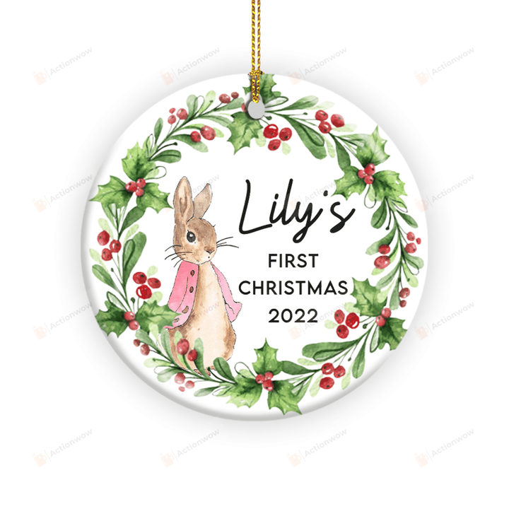 Personalised Rabbit First Christmas Ornament, Baby's Christmas Keepsake, New Baby Gift, Baby Girl First Christmas Ornament Decor