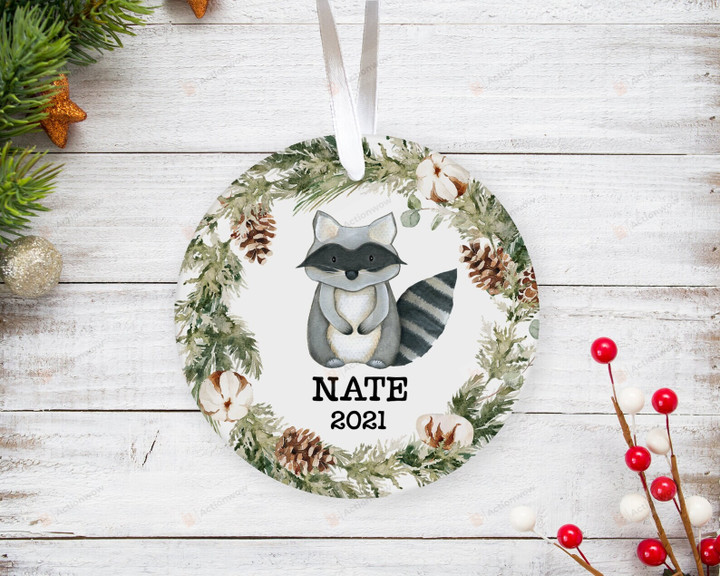 Personalized Raccoon Ornament, Animals Lover Gift Ornament, Christmas Keepsake Gift Ornament