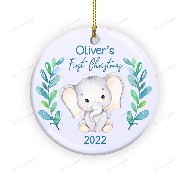 Personalized Baby's First Christmas Ornament 2022, Baby Boy 1st Christmas, Baby Boy Elephant Ornament, Gifts For New Mom Dad, Newborn Gifts