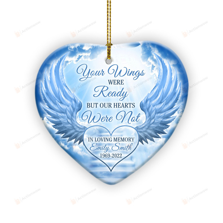 Personalized Angle Wings Memorial Mom Ornament, In Loving Memory Of Mom Ornament, Memorial Gifts For Loss Of Mother, Sympathy Gifts For Loss Of Mom, Bereavement Gifts For Mom, Memorial Gifts