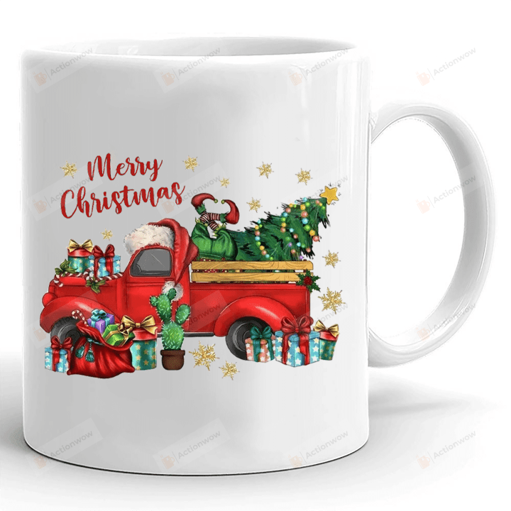 Merry Christmas Truck Mug, Christmas Truck Gifts For Trucker, Truck Driver, Fall Season