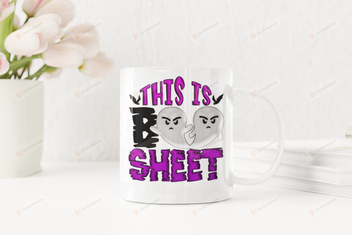 This Is Boo Sheet Coffee Mug, Funny Gift For Halloween Lover, Pumpkin Halloween Mugs, Cute Halloween Ghost Mug, Spooky Season Gift Happy Thanksgiving Mug For Son Daughter