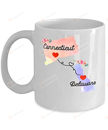 Connecticut Delaware Coffee Mug Long Distance Mug State To State Mug Gifts For Him Her