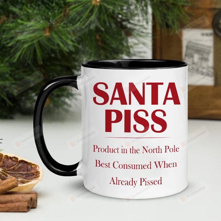 Santa Piss Christmas Funny Mug, Secret Santa Christmas Gifts For Women For Men Loves Drink