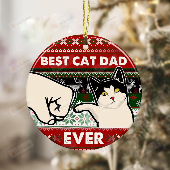 Best Cat Dad Ever Ornament, Merry Xmas Gifts For Dad, Cat Dad, Cat Lovers, Pets Owners, Christmas Tree Decoration