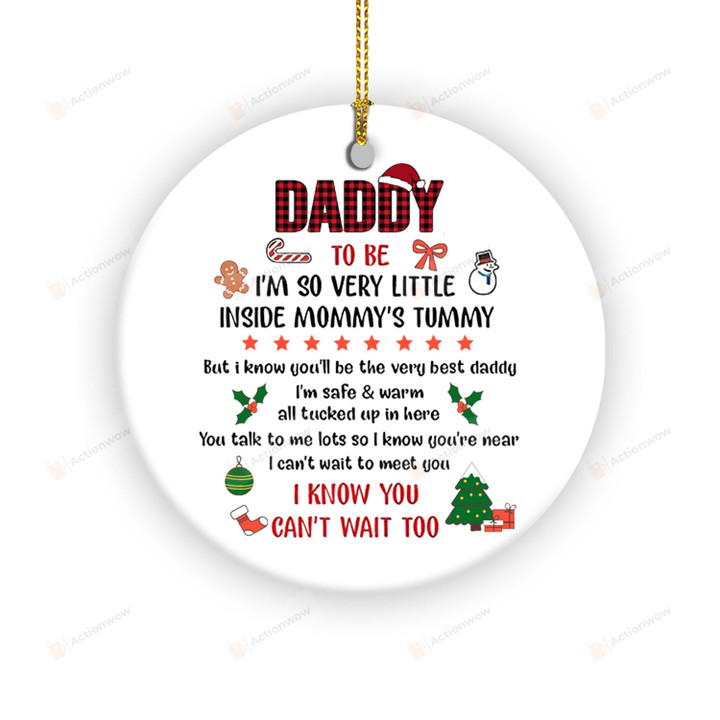 Daddy To Be Ornament, I'm So Very Little Inside Mommy's Tummy, Christmas Gifts For Dad Papa Daddy