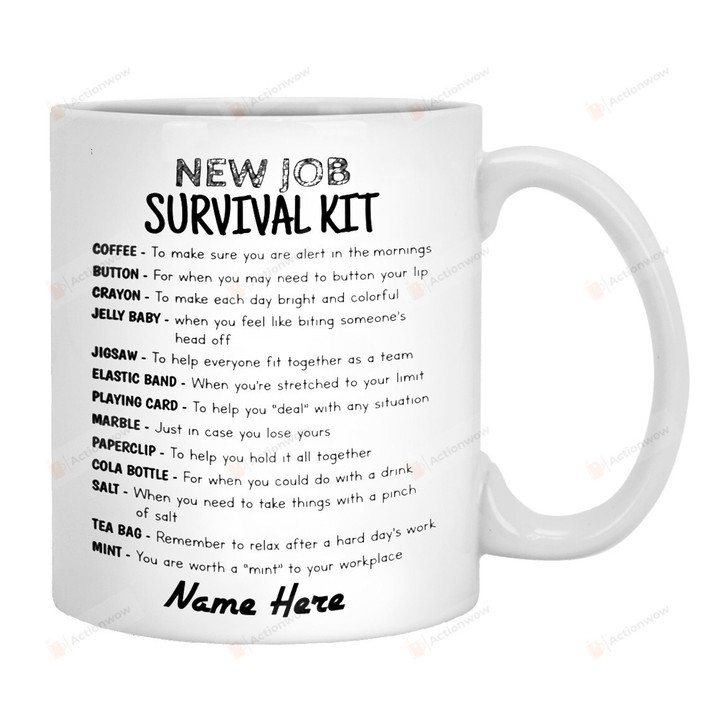 New Job Survival Kits Mug, Job Mug, Gifts For Friend For Coworker, Office Gifts For Hiim For Her