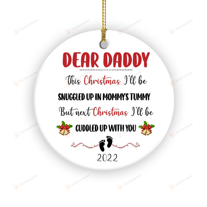 Daddy To Be Christmas Ornament, Dear Daddy From Baby Bump Ornament, New Baby Shower Ornament Gifts