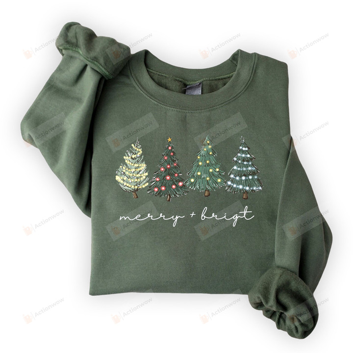 Merry And Bright Sweatshirt, Merry And Bright Christmas Shirt, Christmas Womens Shirts, Womens Christmas Sweatshirt