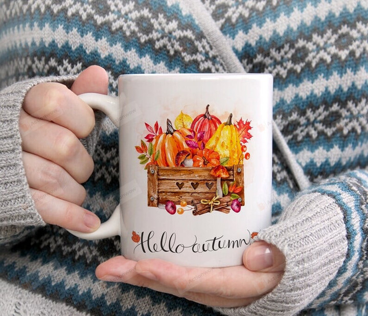 Hello Autumn Coffee Mug, Hello Fall Coffee Mug, Coffee Mug Gift For Thanksgiving Halloween Birthday Xmas