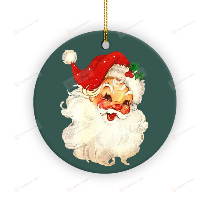 Vintage Christmas Santa Claus Face Old Fashioned Ornaments, Retro Santa Ornament, Santa Ornaments