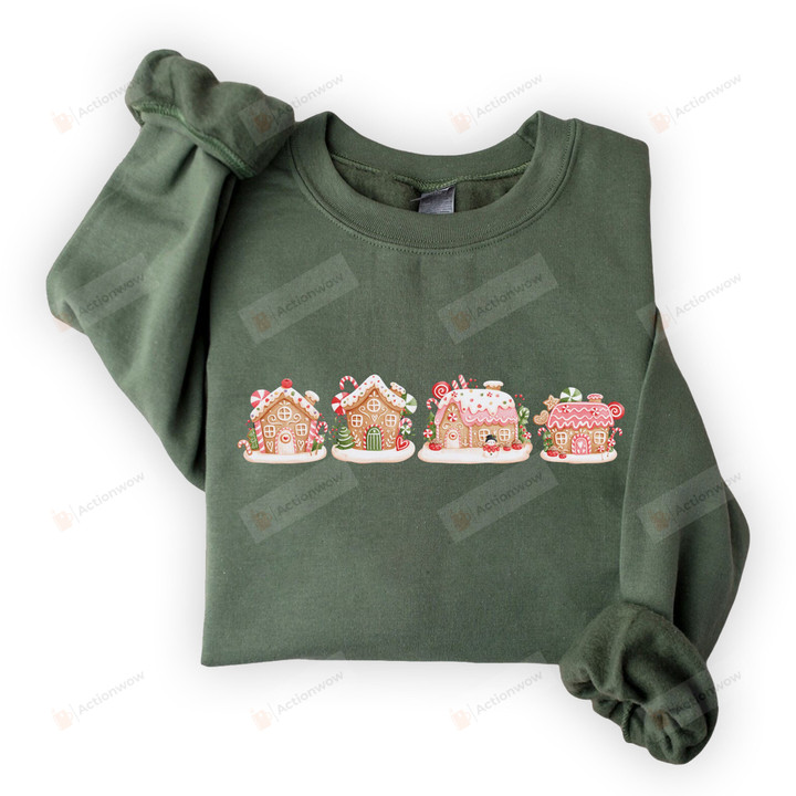 Gingerbread Christmas Sweaters For Women, Gingerbread House Christmas Sweatshirt For Women