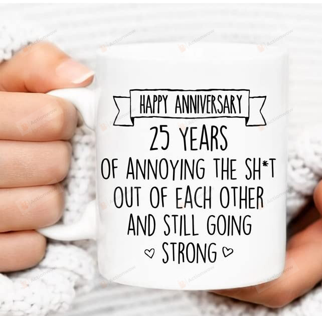 Happy 25th Wedding Anniversary Mug , 25th Anniversary Mug Anniversary Coffee Cup Christmas Gift