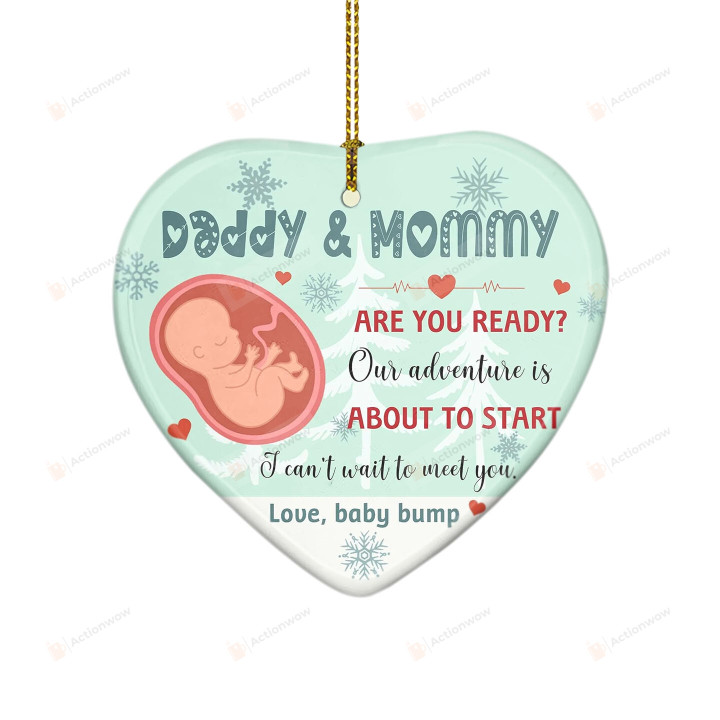 Daddy & Mommy I Cant Wait To Meet You Babys First Christmas Ornaments 2022, Mom Dad To Be