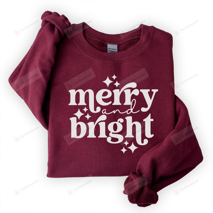 Merry And Bright Sweatshirt, Christmas Sweatshirt, Christmas Sweatshirts For Women, Merry Christmas