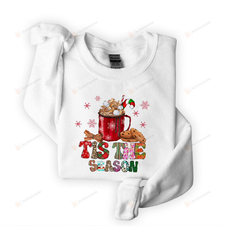Christmas Tis The Season Sweatshirt, Hot Cocoa Sweatshirt, Christmas Sweatshirt For Women
