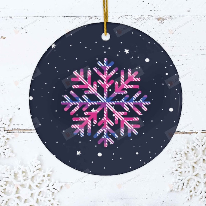 Bisexual Flag Christmas Snowflake Ornament - Subtle Bisexual Pride Xmas Gifts