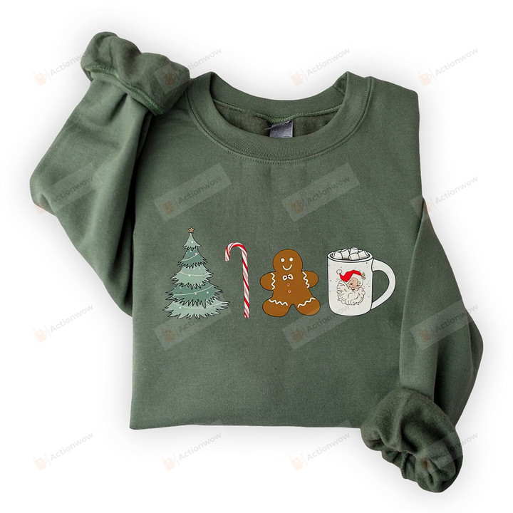 Santa Claus Coffee Candy Cane, Pine Tree & Gingerbread Shirt