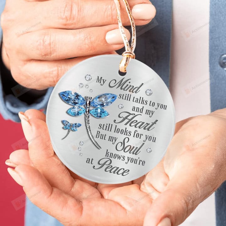 Memorial Ornament My Mind Still Talks To You Jewelry Dragonfly Ornament Remembrance Keepsake Memorial Christmas Decoration In Loving Memory Of Loved Lost Memorial Gifts For Loss Of Mother Father
