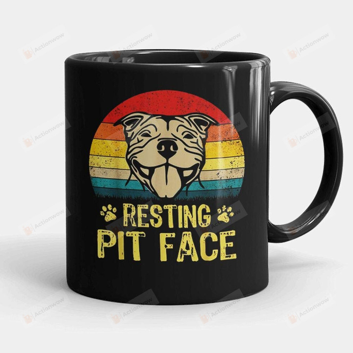 Resting Pit Face Vintage Art Print Dog Coffee Mug For Dog Lovers