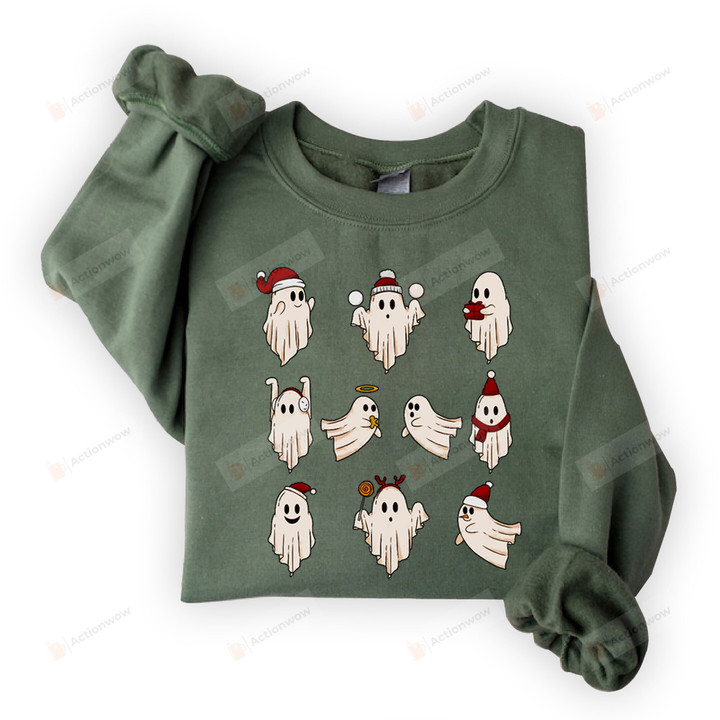 Christmas Ghost Sweatshirt, Spooky Christmas Sweatshirt, Creepmas Crewneck, Women Christmas Sweater