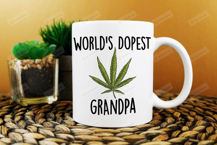 Cannabis Weed World'S Dopest Grandpa Funny Mug For Grandpa Gift For Father'S Day Ceramic Mug Gift For Family Birthday Anniversary 11 Oz 15 Oz Coffee Mug (15 Oz)