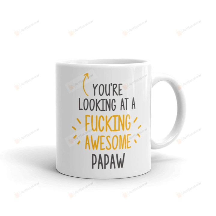 You're Looking At A F*Cking Awe-Some Papaw Mug For Papaw Gifts From Son Daughter Kids Family Gifts