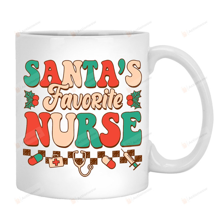 Santa's Favorite Nurse Mug, Nurse Christmas Coffee Mug, Santa Nurse Christmas Mug, Gifts For Nurse Women Rn, Funny Christmas Work Mug, Nurse Life Mug
