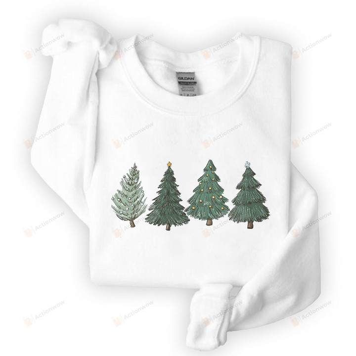Balthasar Christmas Tree Crewneck Sweatshirt, Minimalist Holiday Shirt, Farmhouse Christmas Hoodie (Multi 1)