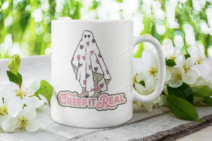 Funny Halloween Ghost Coffee Mug, Creep It Real Mug, Boo Ghost Cup, Pumpkin Mug, Ghost Halloween Mug, Funny Cute Spooky Halloween Mugs Fall Gifts Hallowen Pumpkins Mugs