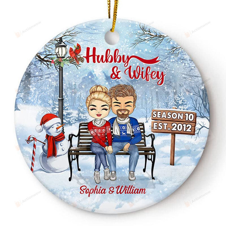 Personalized Christmas Family Couple Hubby And Wifey Season Couple Ornament For Husband For Wife On Christmas