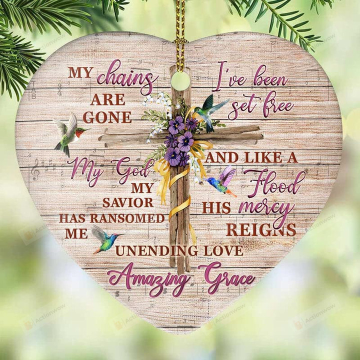 Wooden Style Faith My Chains Are Gone Heart Ornaments Gifts Crafts Hanging Window Kitchen