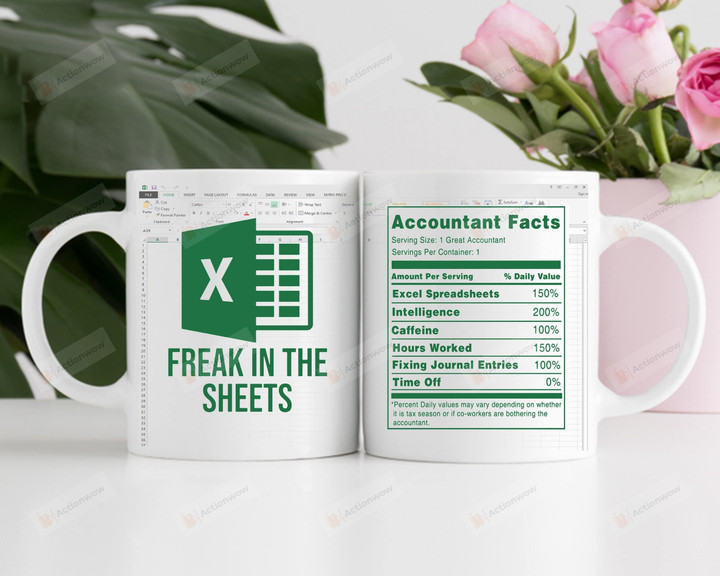 Accountants Nutritional Facts Mug Cpa Freak In The Sheets Excel Spreadsheet Mug Work Besties Office Worker Colleague Boss Coffee Mug