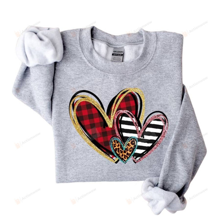 Valentine's Day Heart Sweatshirt, Leopard Love Heart Shirt, Valentines Day Shirts For Women