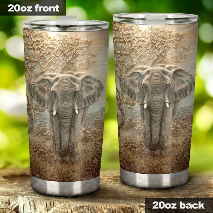 Elephant Clay Art Stainless Steel Tumbler Cup