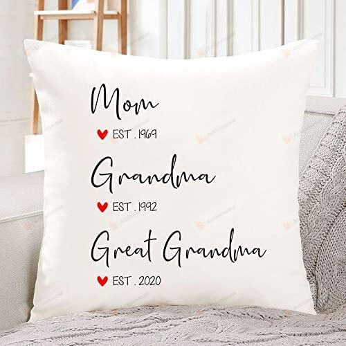 Personalized Mom Grandma Great Grandma Pillow Est Year, Funny Grandma Pillow