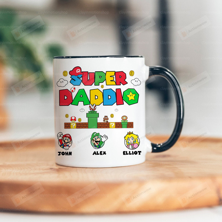 Personalized Super Daddio Game Mug, Super Daddio Mug, Matching Super Daddio Kiddo, Custom Kids Name Dad Mug, Family Custom Mug