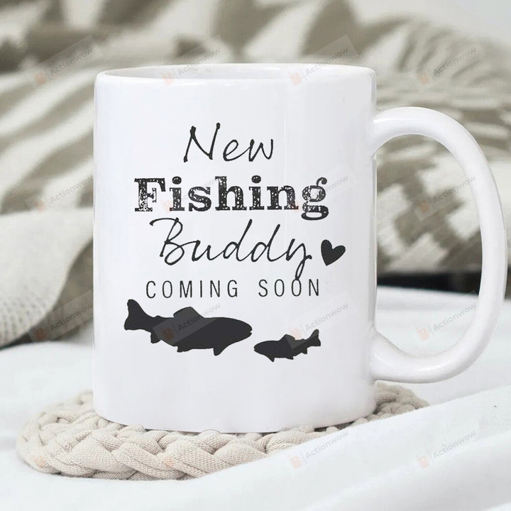 Pregnancy Announcement To Husband Mug, New Fishing Buddy Coming Soon Mug, Fishing Lure Mug, Pregnancy Announcement New Fishing Buddy Announcement To Dad Gift