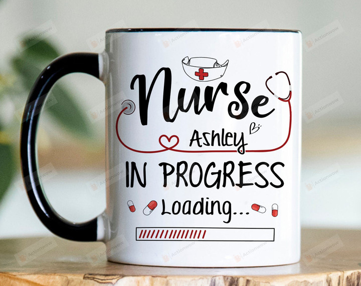 Personalzied Nurse In Progress Coffee Mug Gift, Custom Nurse Name Mug, Personalized Name Mug For Nurse, Rn Cup For Nurse, Nurse Present, Mug Gift For Nurse, Rn Cup, Rn Mug Custom