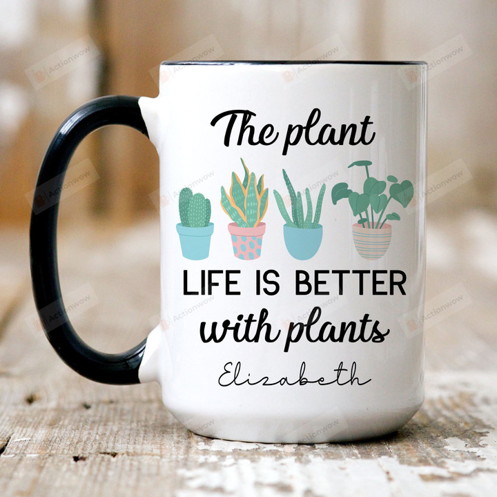 Personalized Plant Lady Coffee Mug, Life Is Better With Plant, Plant Mug Gift For Her, Plant Lady Gift, Plant Lover Gift Idea For Her, Botanical Coffee Mug Gift, Gardening Gift