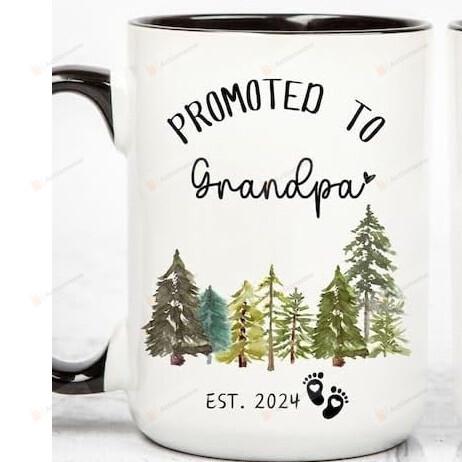 (Grandpa) Kashe Personalized New Grandparents Mugs Set Of 2 Mugs Grandma And Grandpa Mug Pregnancy Announcement Gift Idea For Grandpa & Grandma Est 2024 Baby Announcement Mug