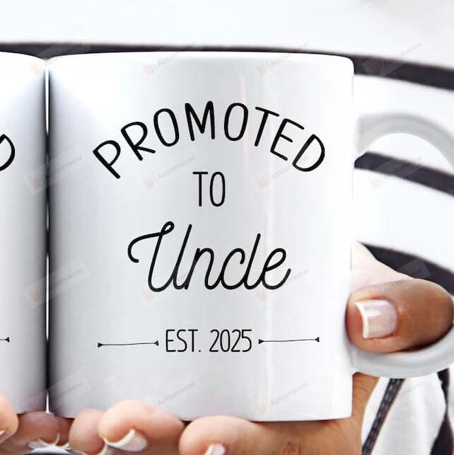 (Uncle) Couples Mug Set - Baby Announcement - Auntie & Uncle Est 2025Gift - Personalized Promoted To Aunt & Uncle Mugs - New Auntie & Uncle To Be - Baby Reveal Gift
